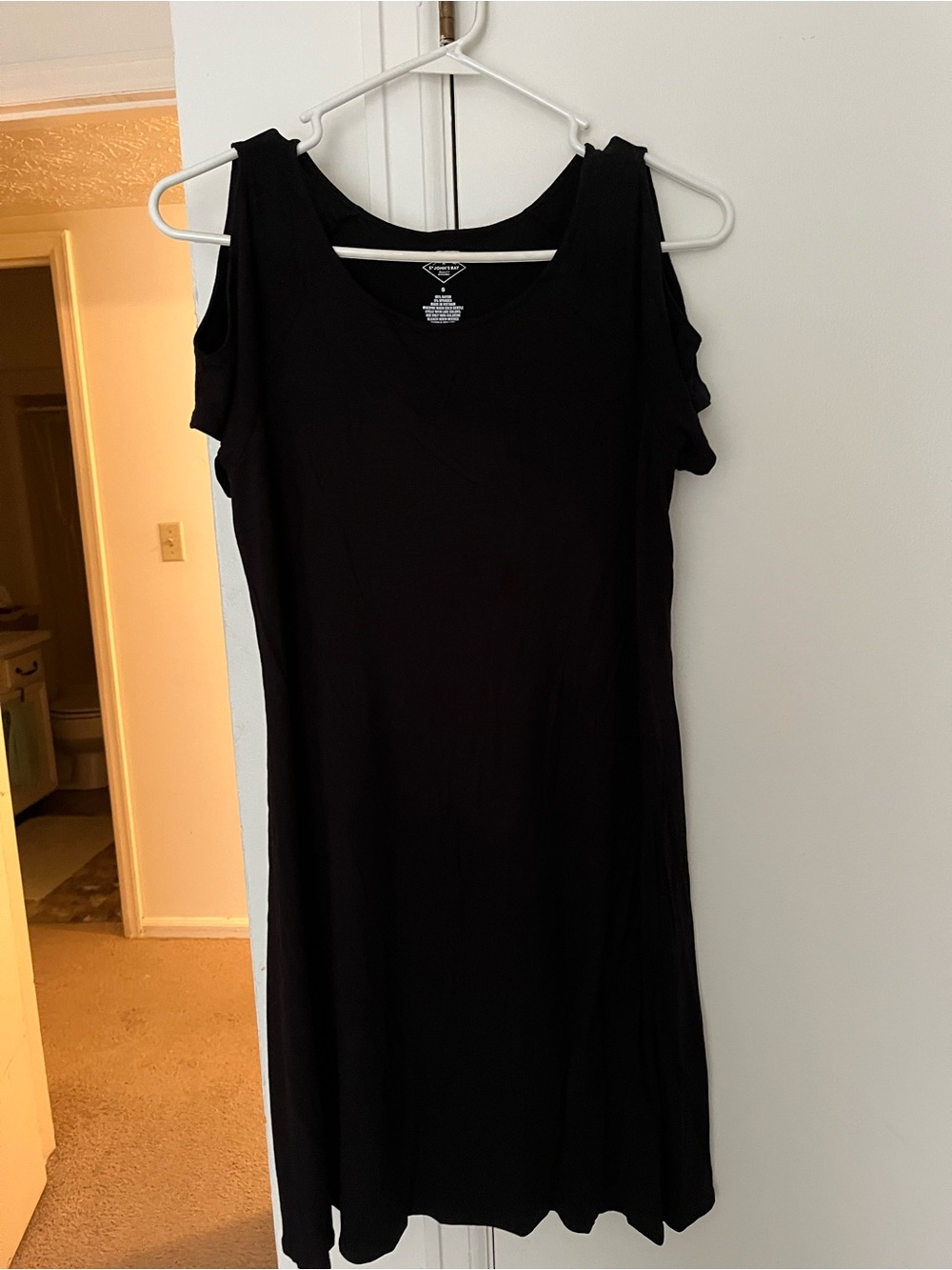 St. John's Bay Black Cold-Shoulder Midi Dress